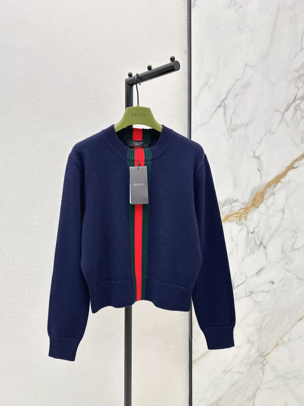 Red and Green Striped Cropped Sweater