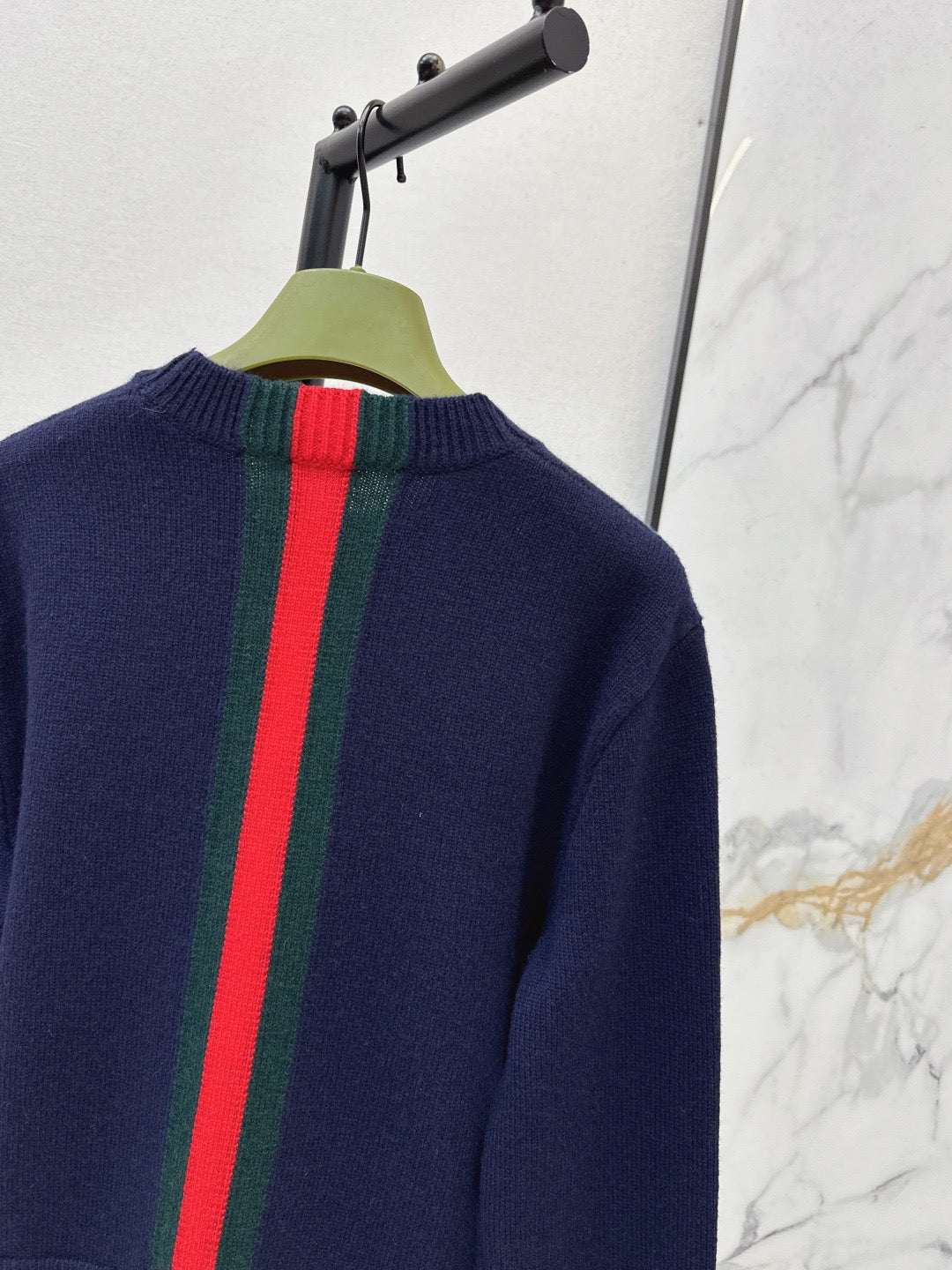 Red and Green Striped Cropped Sweater