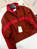 Burgundy Color-Blocked Stand-Up Collar Windbreaker