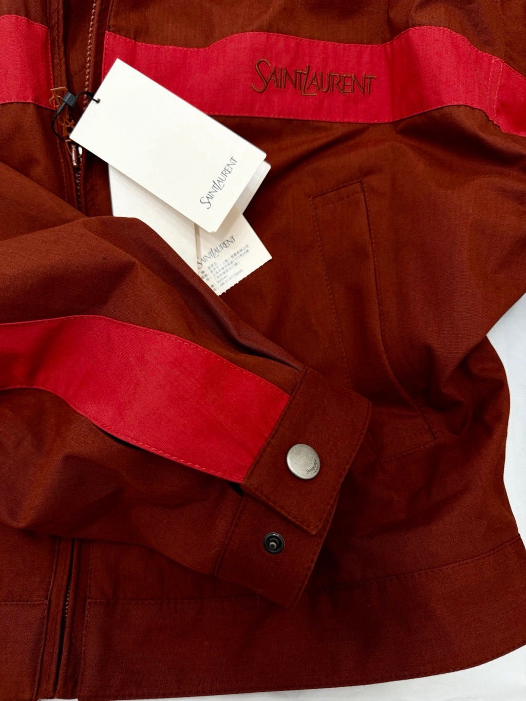 Burgundy Color-Blocked Stand-Up Collar Windbreaker