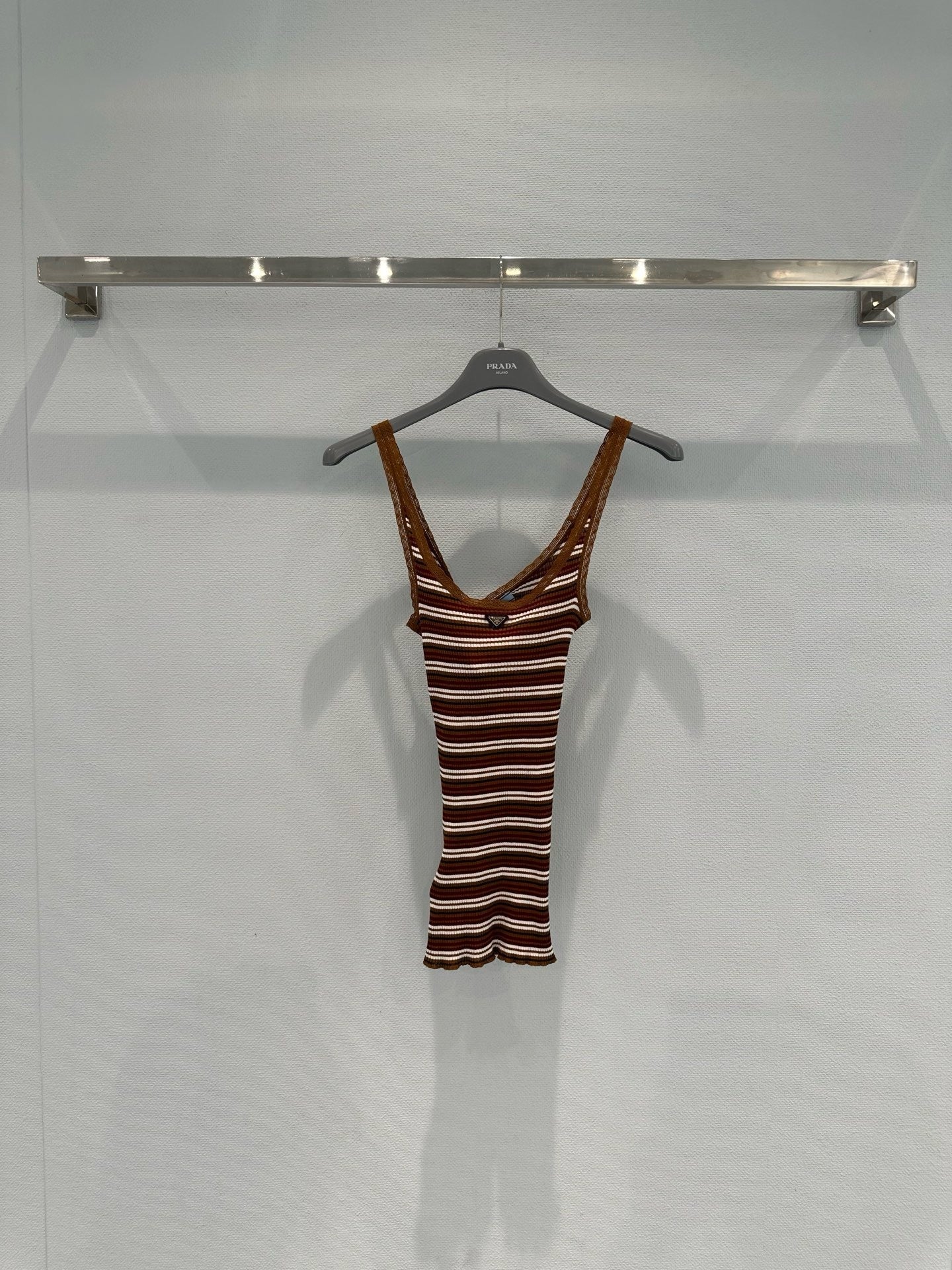 Lace-trimmed striped vest