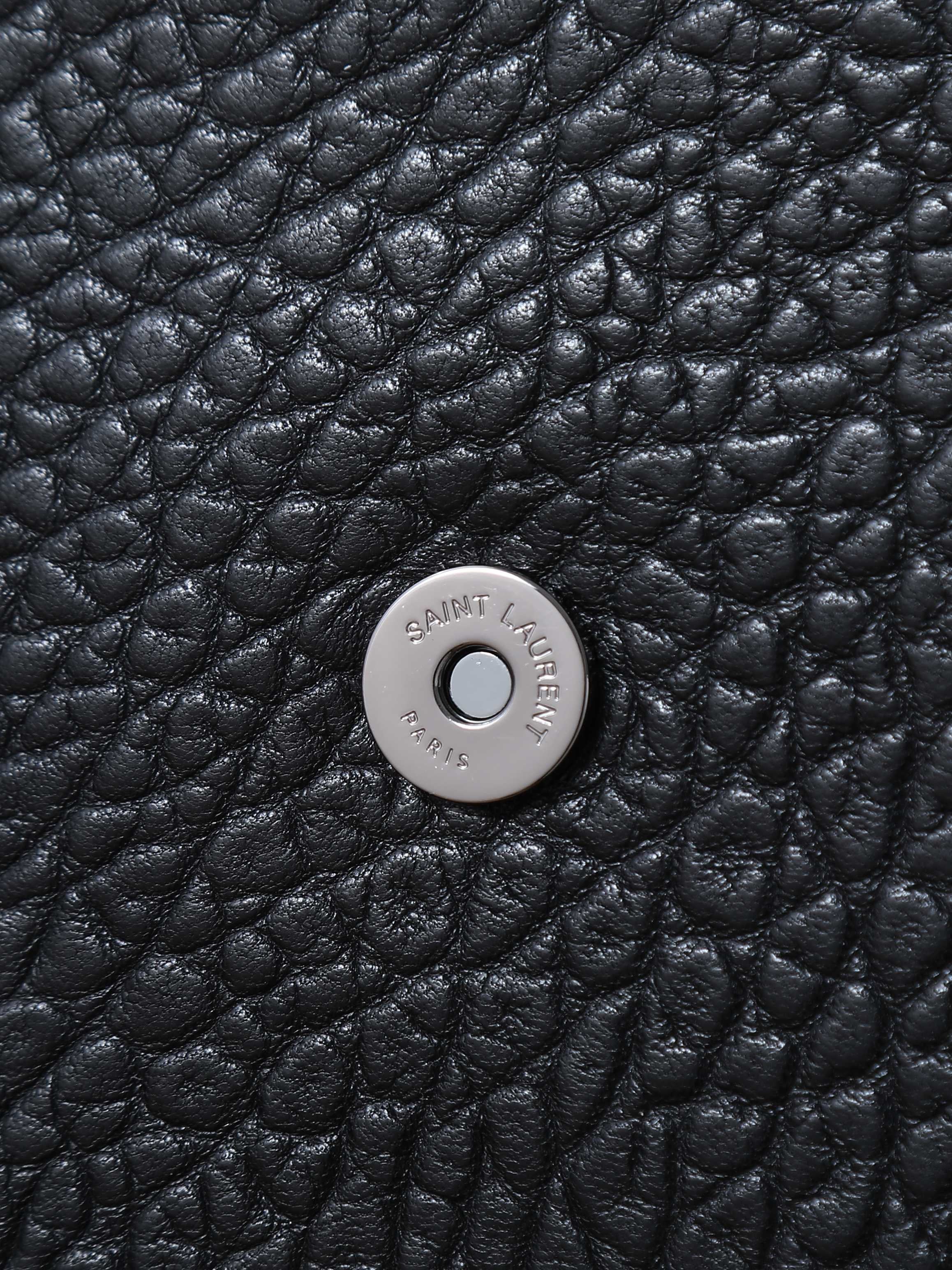 26SS New Niki Bag in Black Elephant-Grain Leather with Silver Hardware