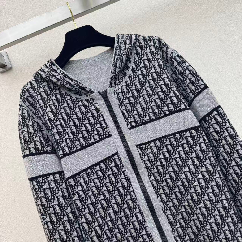 Dior/Reversible Cashmere Knit Hooded Jacket