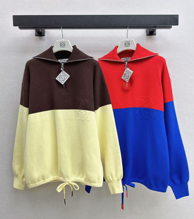 26Latest Autumn/Winter Retro Color-Block Half-Zip Knit Sweatshirt