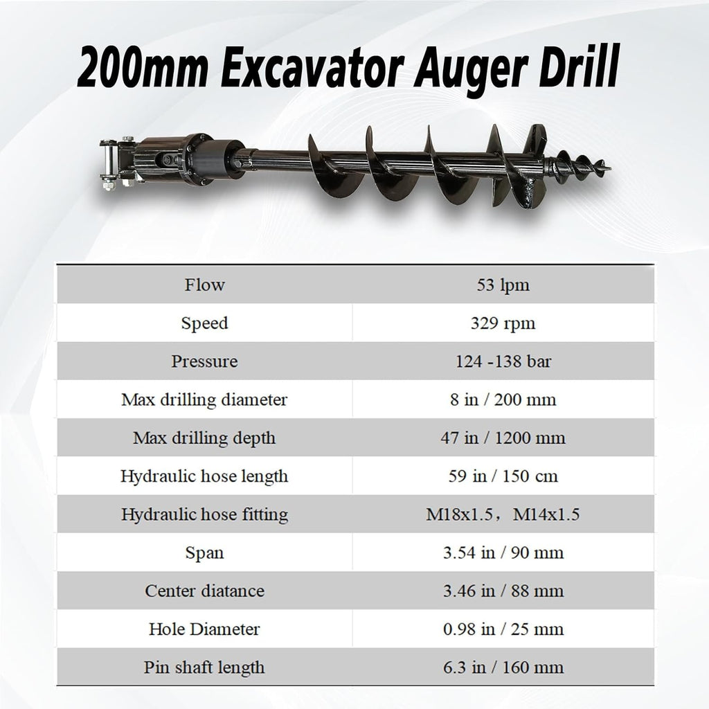 MMS Mini Excavator Auger 200mm/300mm