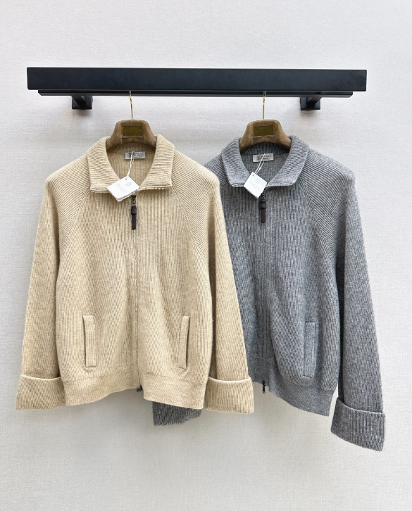 Brunello Cucinelli/26 Fall/Winter Latest Flat-Collar Cashmere Knit Jacket