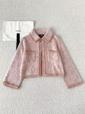 Floral Pink Rhinestone Hook and Loop Jacket