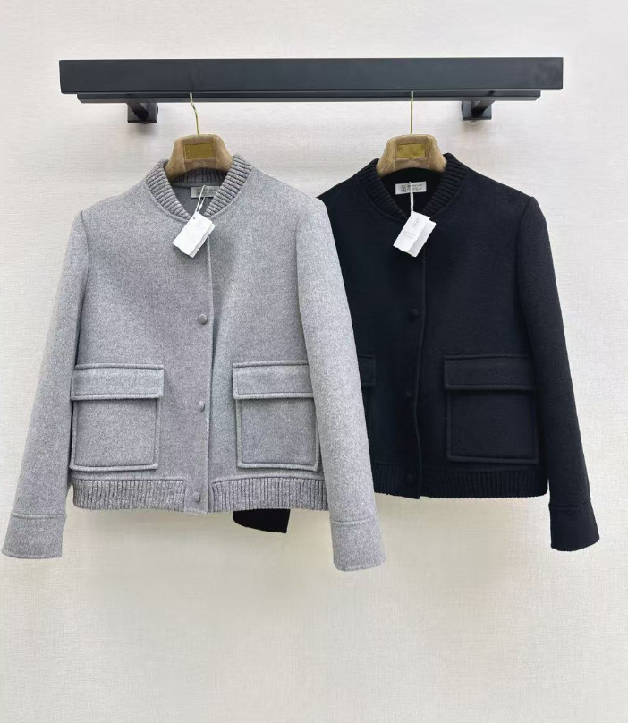 26Latest Autumn/Winter Minimalist Double-Faced Wool-Blend Jacket with Baseball Collar