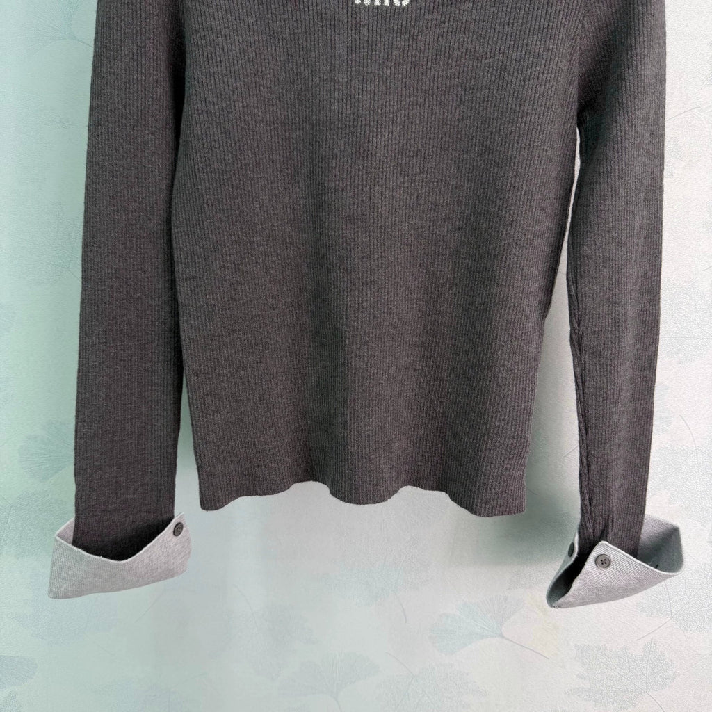 MiuMiu/Color-Block Collar Knit Sweater