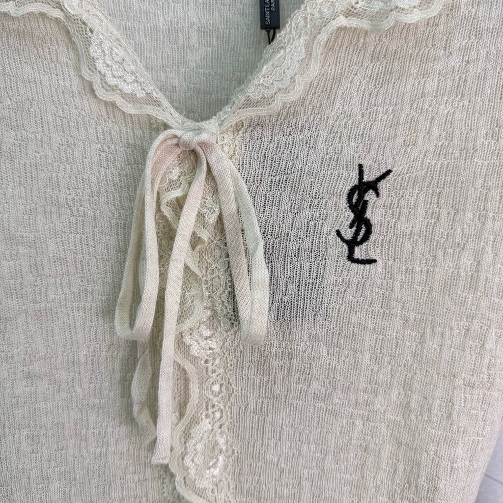 Yves Saint Laurent/26 Early Autumn New V-Neck Long-Sleeve Knit