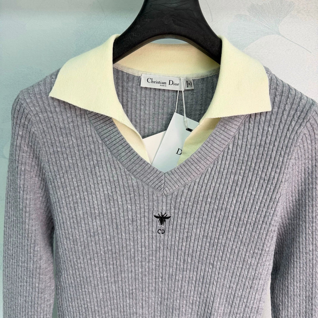 Dior / 26 Early Autumn New V-Neck Long-Sleeve Knit Sweater