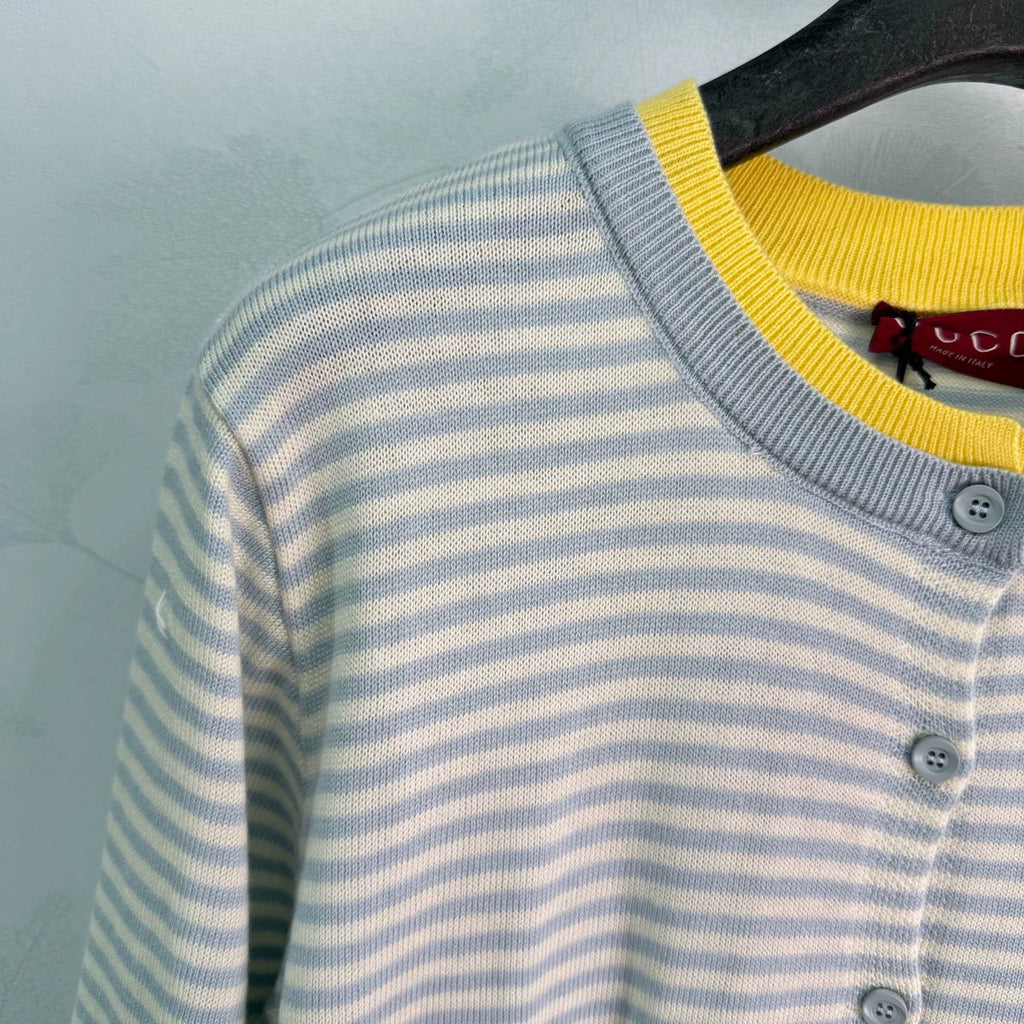Gucci/26 Early Autumn New Striped Faux Two-Piece Knit Cardigan