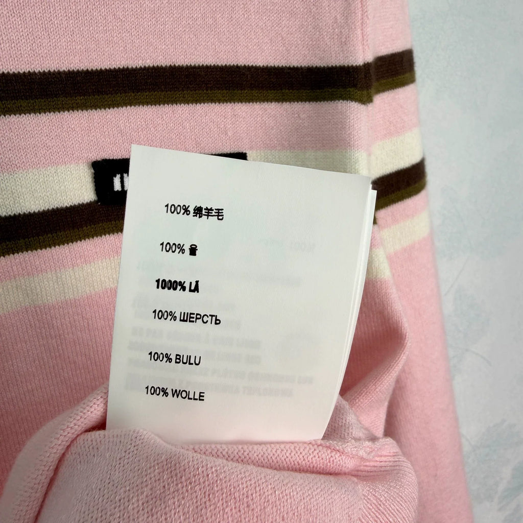 MiuMiu/26 Early Autumn New Color-Block Striped Collared Knit Long-Sleeve