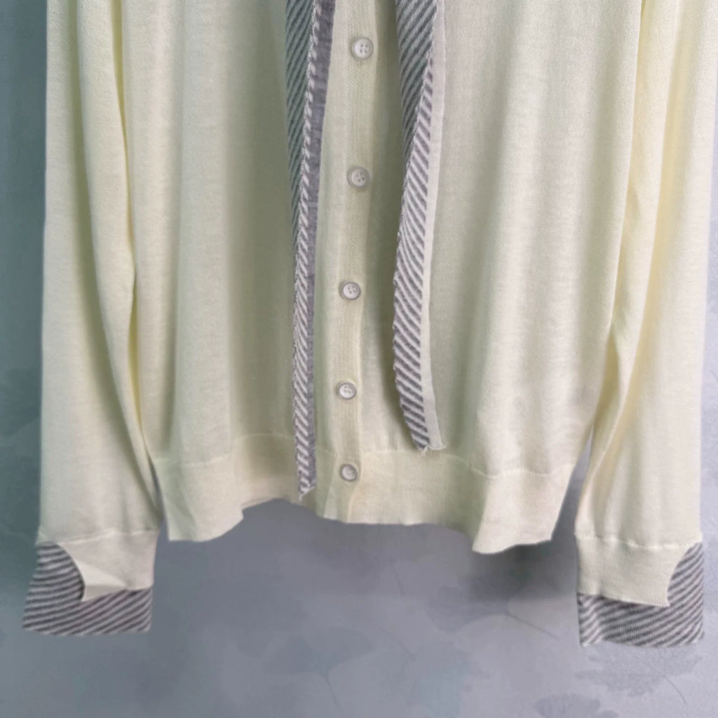 MiuMiu/26 Early Autumn New Striped Shawl Knit Cardigan
