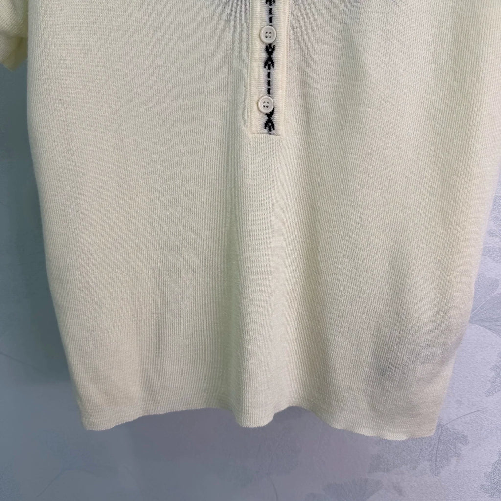 Yves Saint Laurent/26ss New V-Neck Knit Short Sleeve