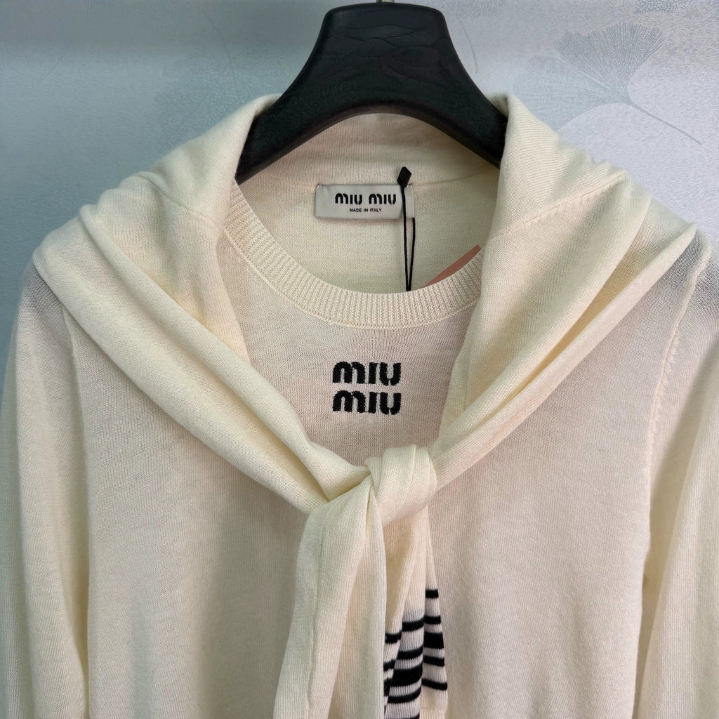 MiuMiu/26 Early Autumn New Hollow Knit Polo Shirt