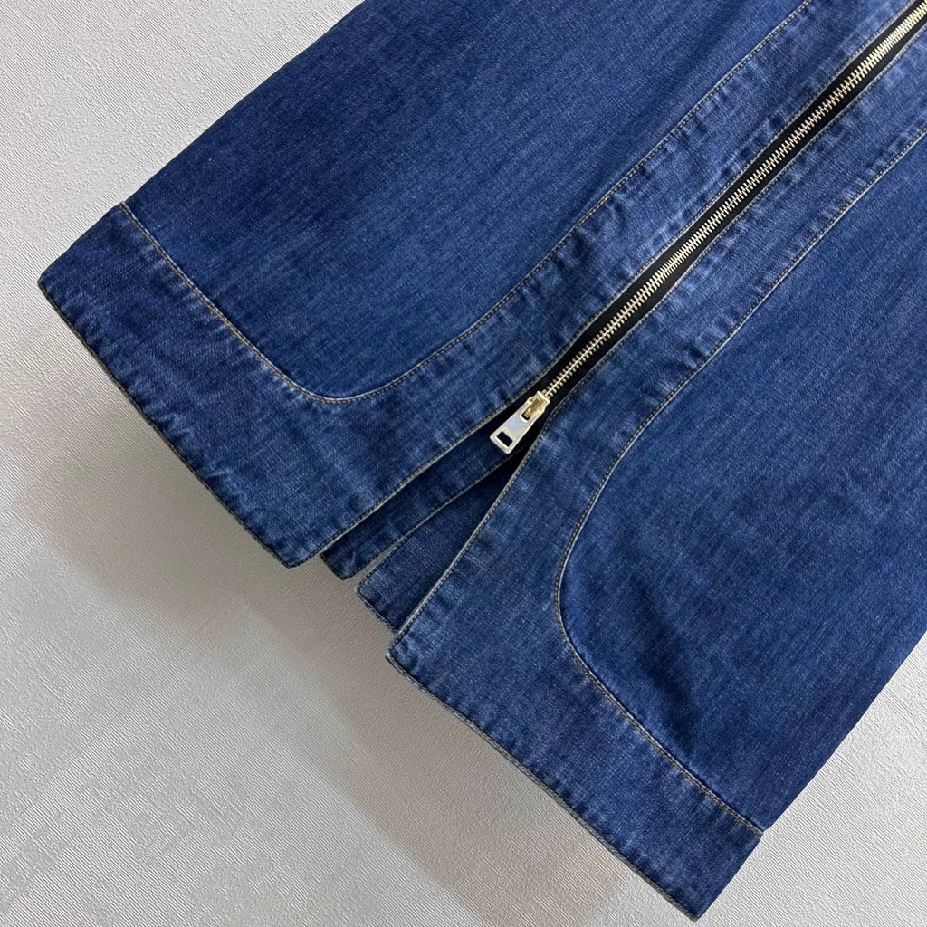 FENDI/26New Arrival:Paneled Denim Midi Skirt with Slit