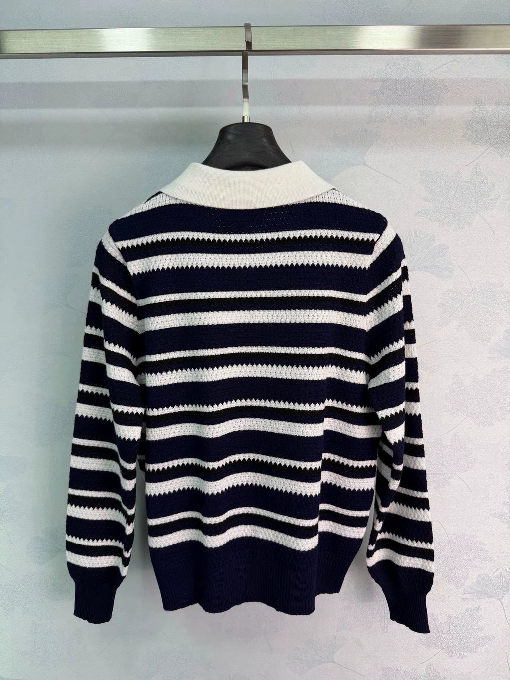 Chanel / 26F Early Autumn New Striped Polo Knit Sweater