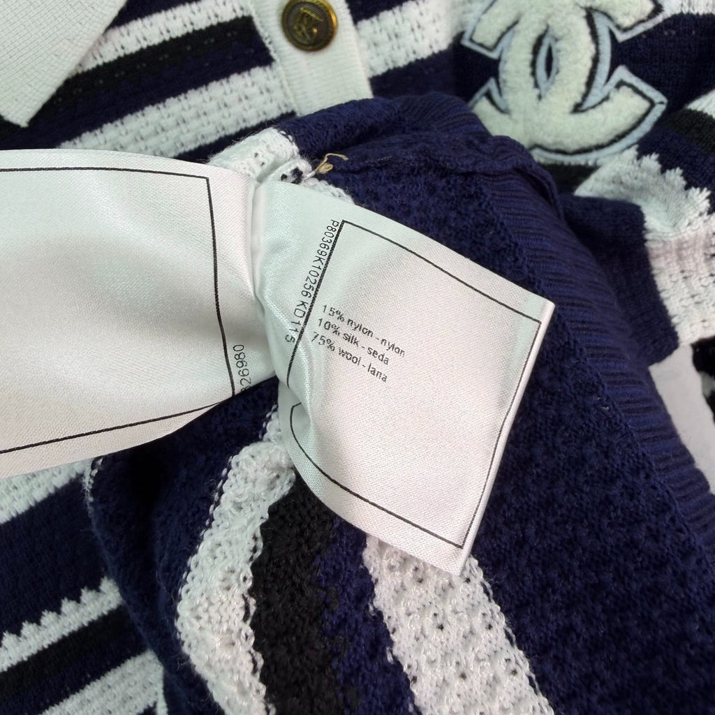 Chanel / 26F Early Autumn New Striped Polo Knit Sweater