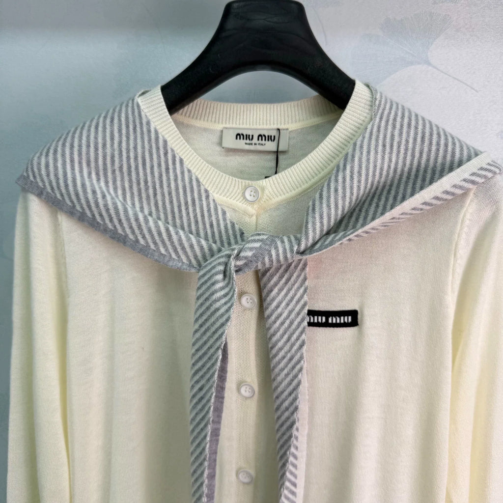 MiuMiu/26 Early Autumn New Striped Shawl Knit Cardigan