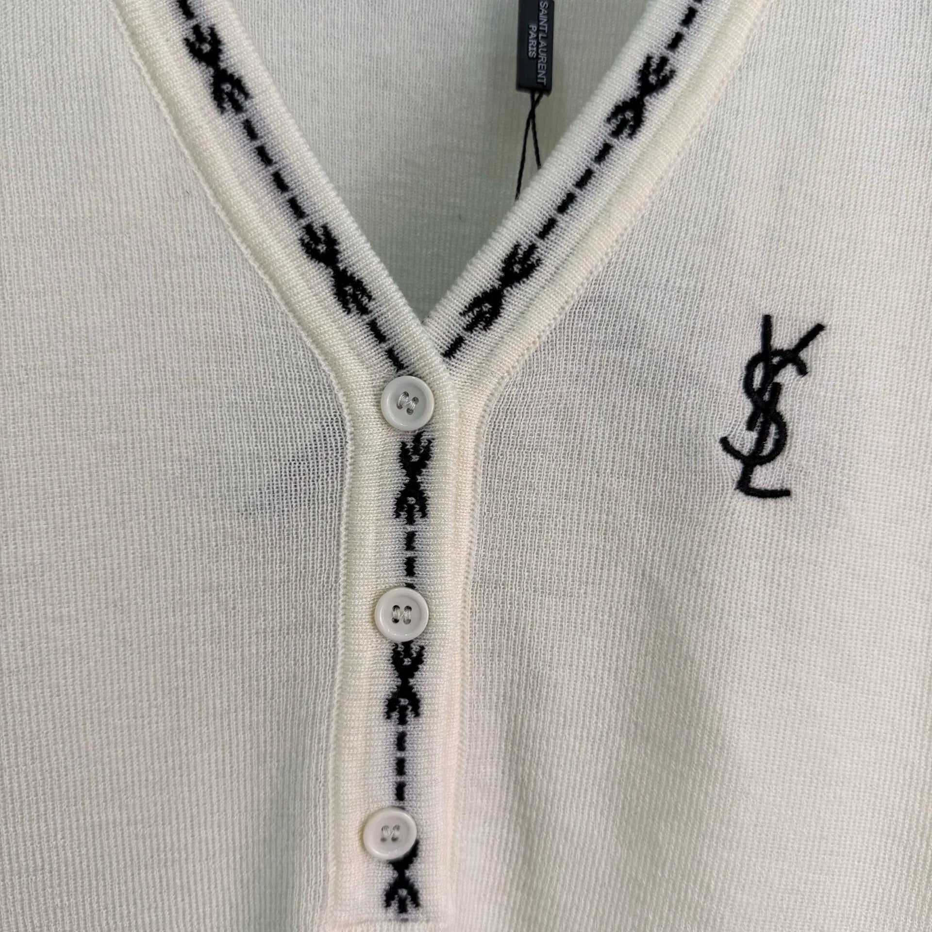 Yves Saint Laurent/26ss New V-Neck Knit Short Sleeve