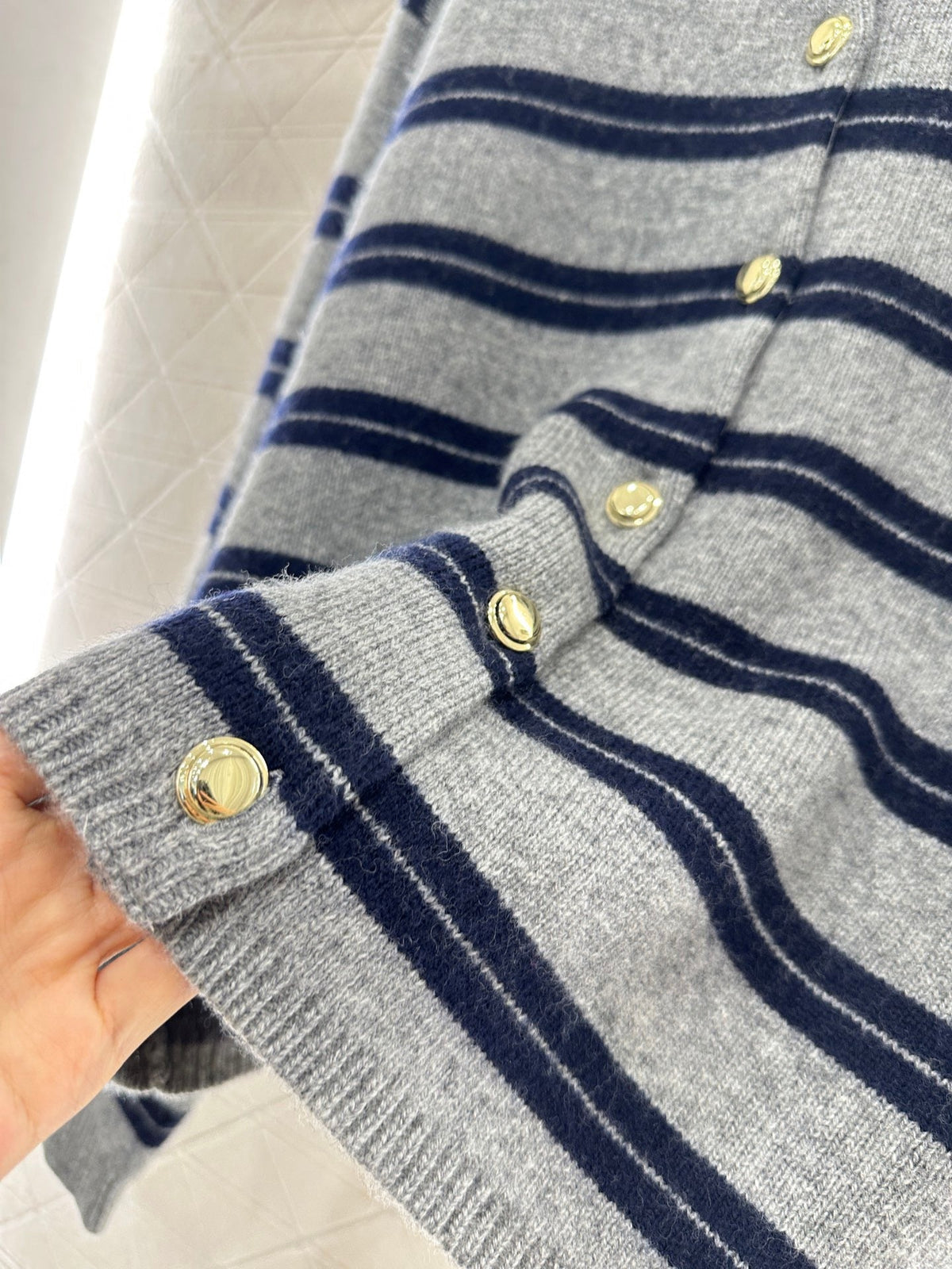 Striped Knit Long-Sleeve Cardigan