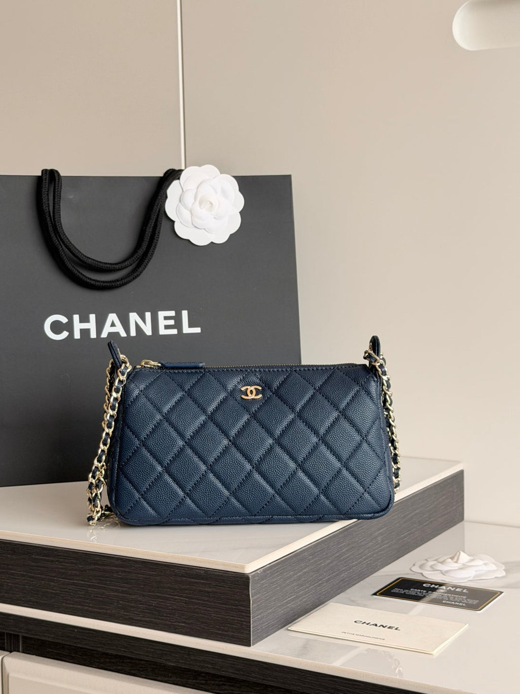 Chanel 2026 Clutch with Chain 21cm Caviar Leather