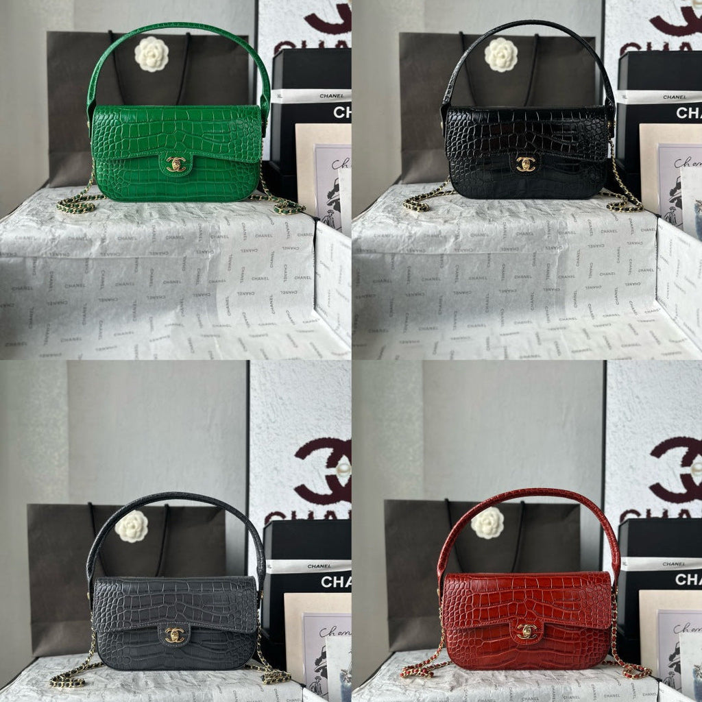 Chanel 2026 Crocodile Embossed Flap Bag 26cm Calfskin