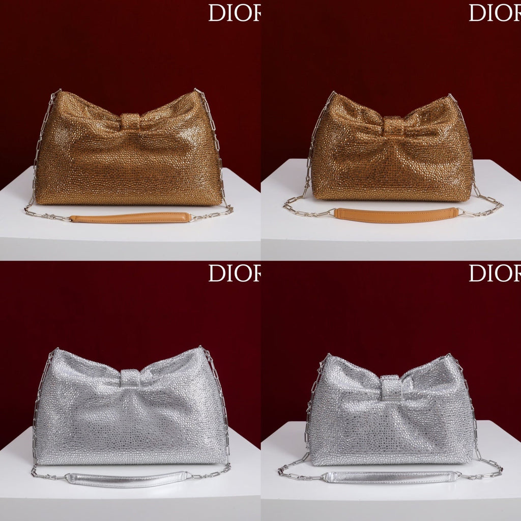 Dior 2026 Strass Embellished Bow Bag Leather 160744