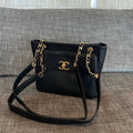 CHANEL 26S FLAP SHOULDER BAG 26 IN BLACK LAMBSKIN GOLD HARDWARE
