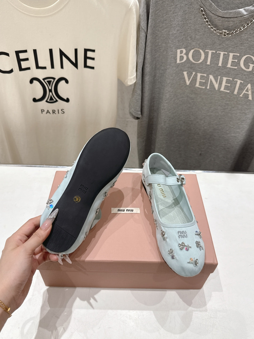 MiuMiu/26SS NEW French fairy style Mary Jane flat shoes