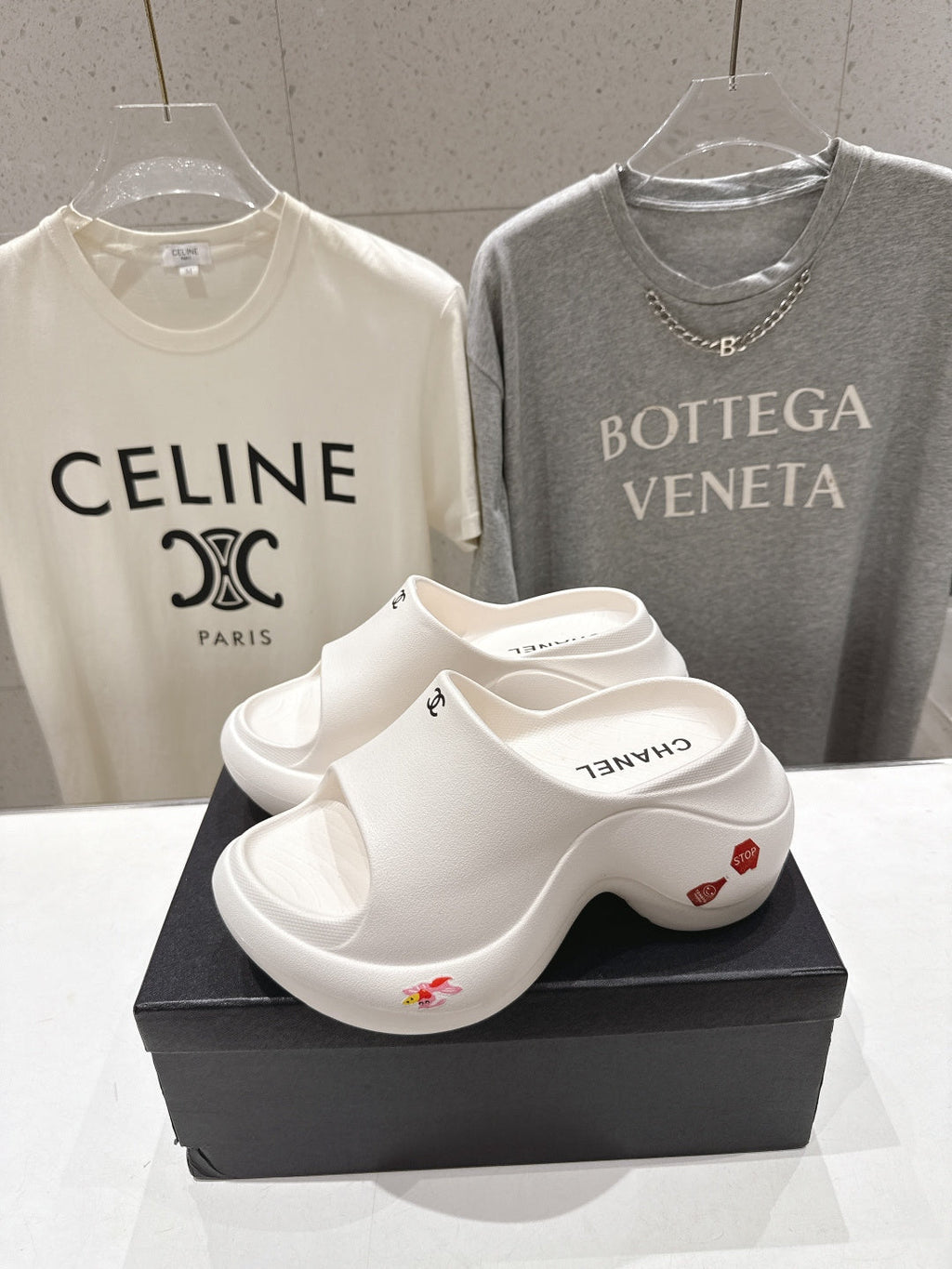 chanel/26SS NEW popular one-line thick-soled wedge-heeled slippers