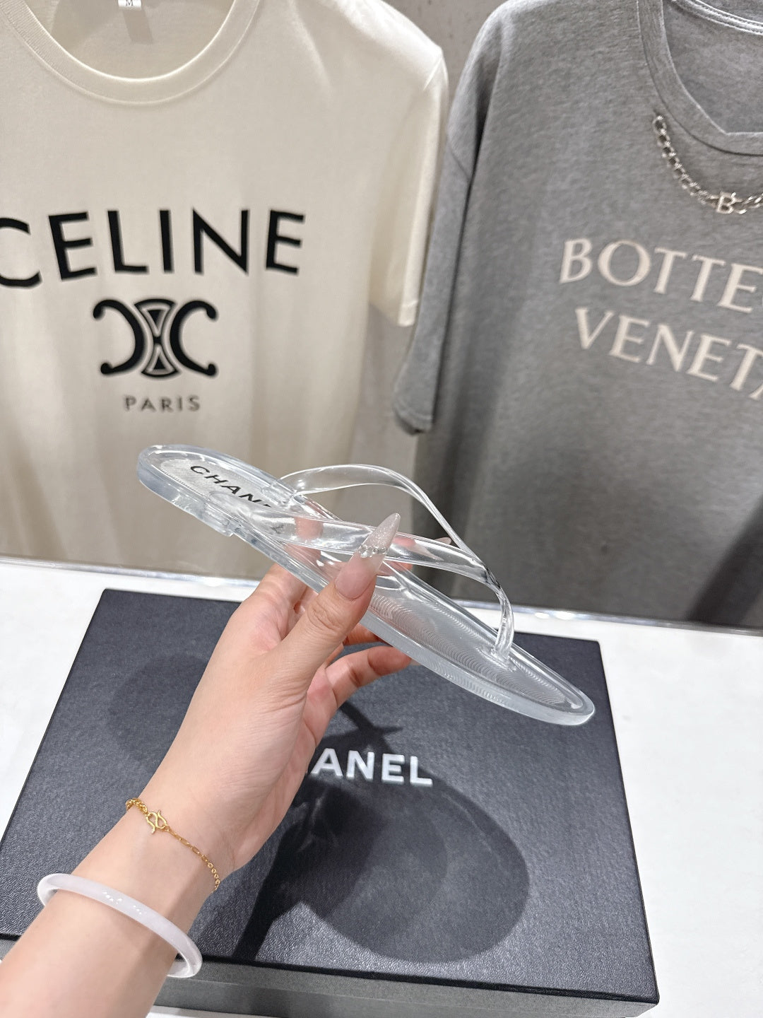 chanel/26SS NEW Transparent flip-flops beach slippers