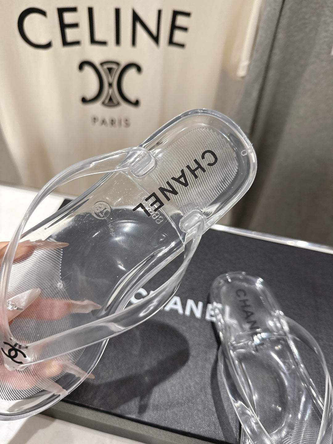 chanel/26SS NEW Transparent flip-flops beach slippers