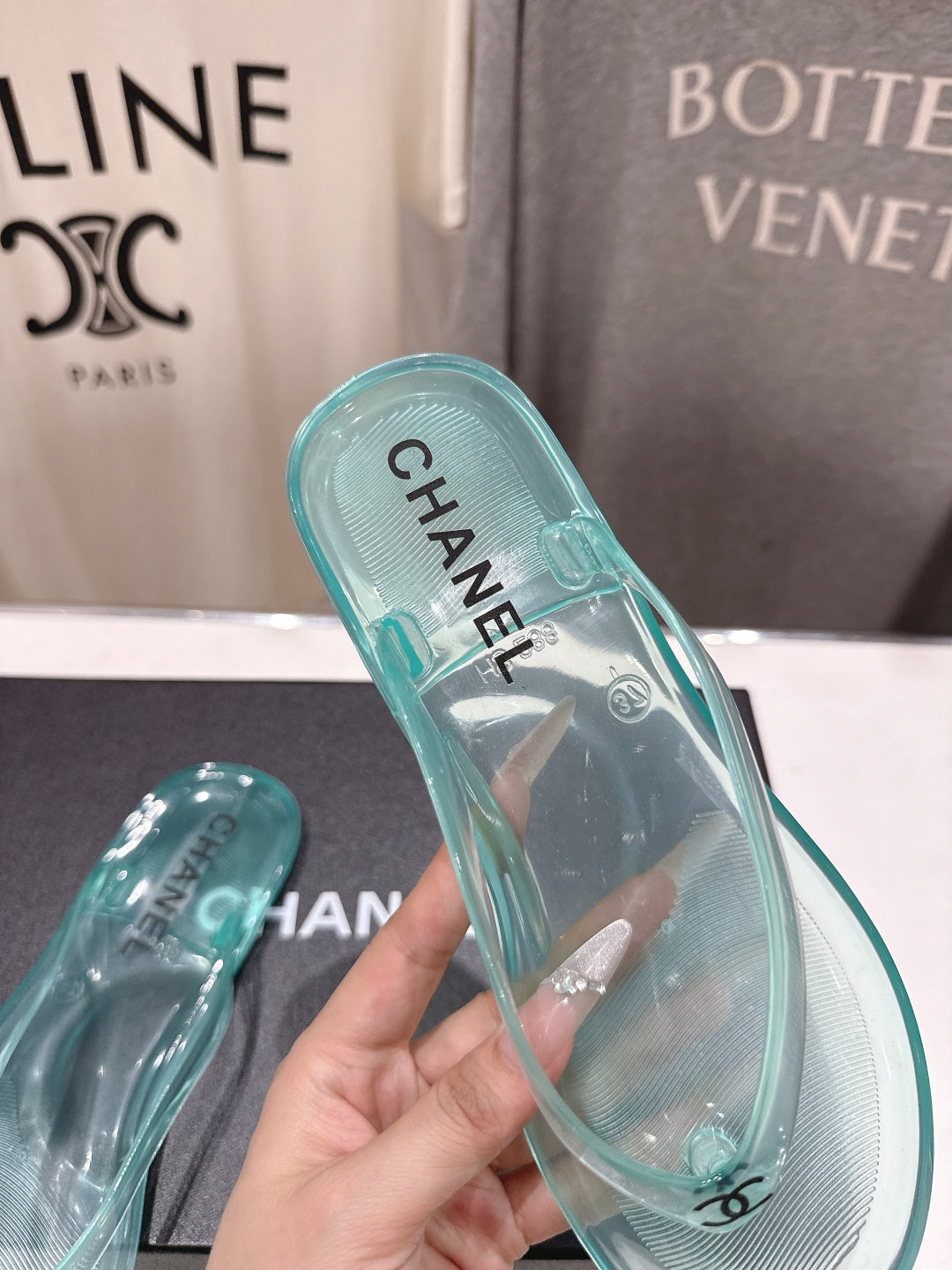 chanel/26SS NEW Transparent flip-flops beach slippers