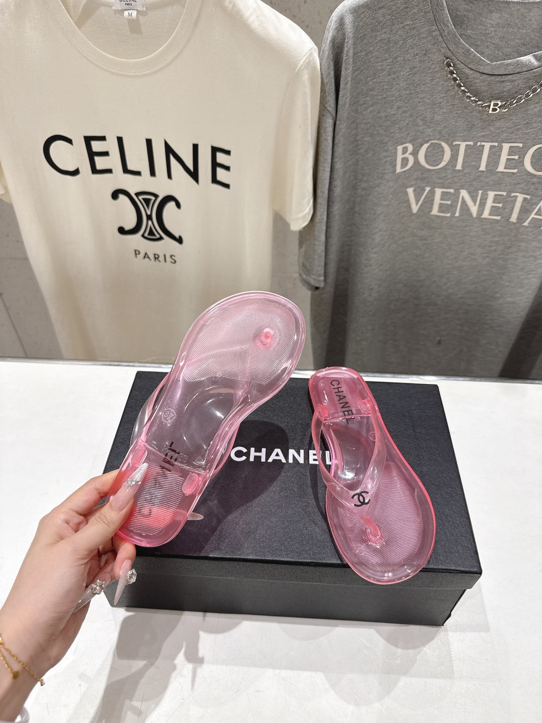 chanel/26SS NEW Transparent flip-flops beach slippers