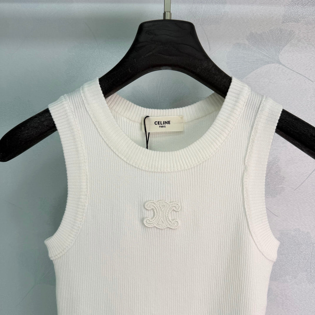 celine/26SS NEW ribbed embroidered vest