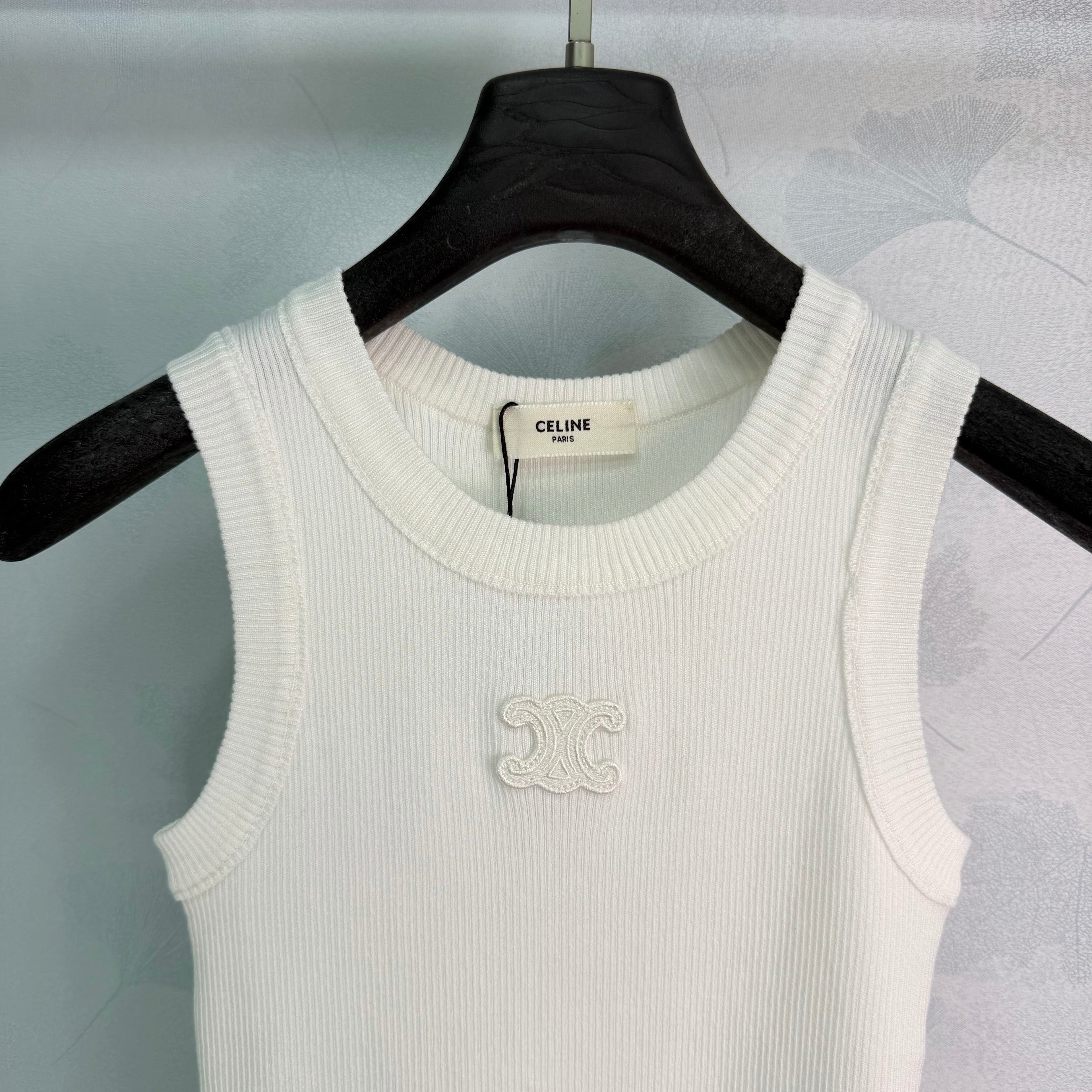 celine/26SS NEW ribbed embroidered vest