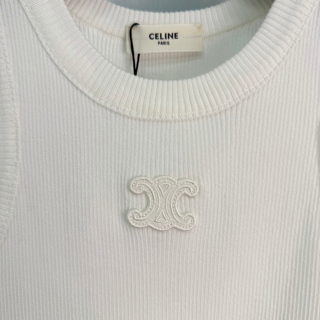 celine/26SS NEW ribbed embroidered vest