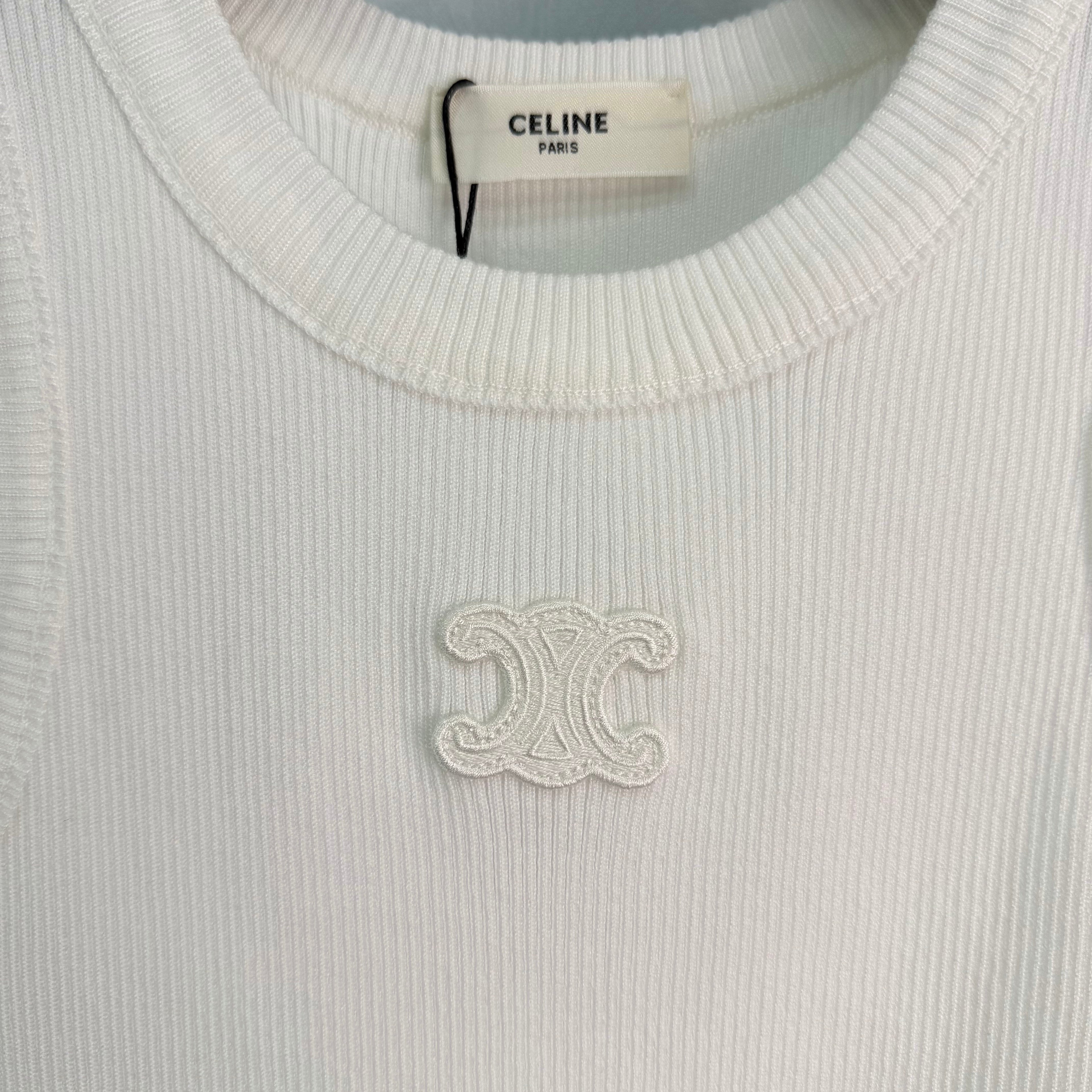 celine/26SS NEW ribbed embroidered vest