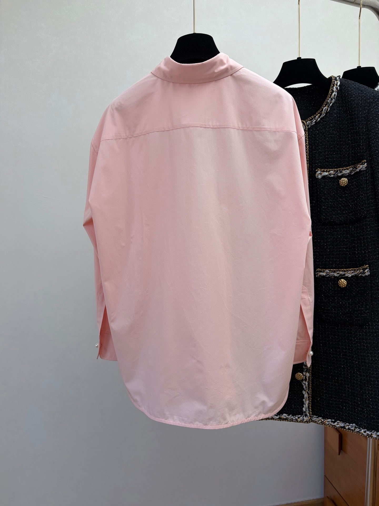 chanel/🔥Highest Quality🔥26SS NEW show style double pocket silk cotton pink shirt