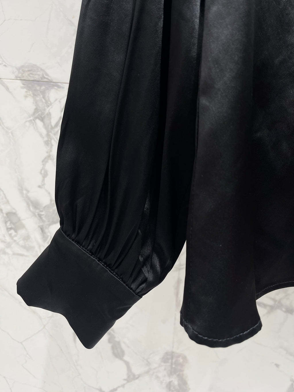 Yves Saint Laurent/🔥Highest Quality🔥26SS NEW Hollow neckline patchwork balloon sleeve shirt