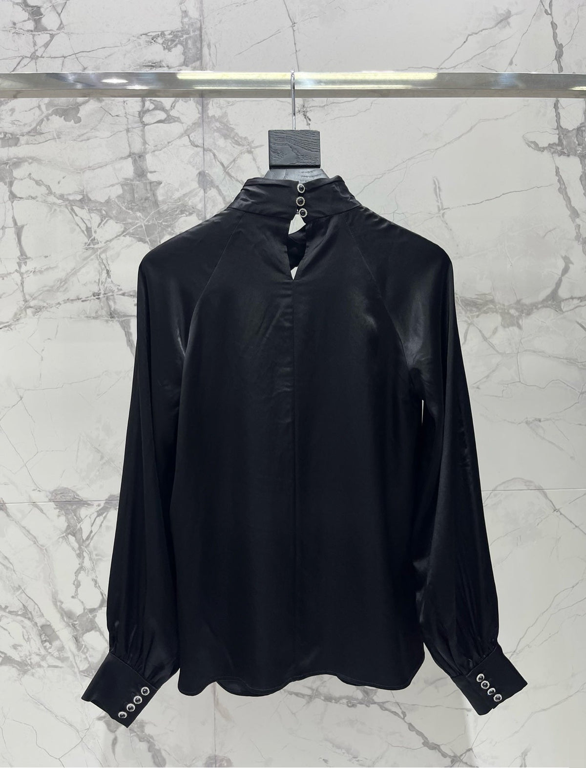 Yves Saint Laurent/🔥Highest Quality🔥26SS NEW Hollow neckline patchwork balloon sleeve shirt