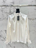Yves Saint Laurent/🔥Highest Quality🔥26SS NEW Hollow neckline patchwork balloon sleeve shirt