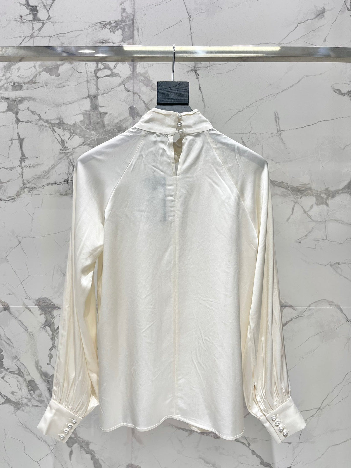 Yves Saint Laurent/🔥Highest Quality🔥26SS NEW Hollow neckline patchwork balloon sleeve shirt