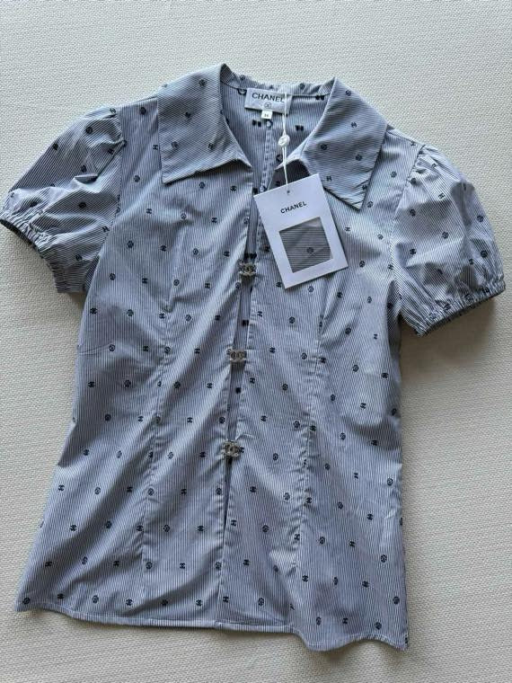 chanel/26SS NEW Jacquard Striped Short-Sleeve Shirt