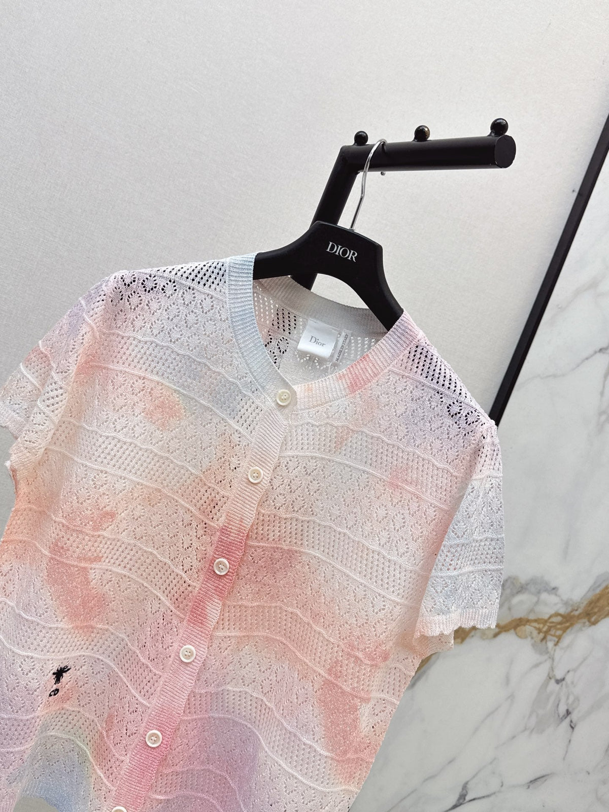 Dior/26SS NEW Gradient Round Neck Short Sleeve Knit Cardigan