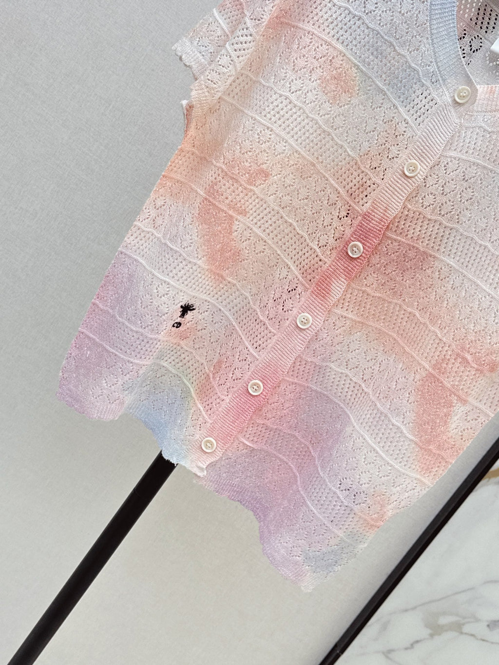 Dior/26SS NEW Gradient Round Neck Short Sleeve Knit Cardigan