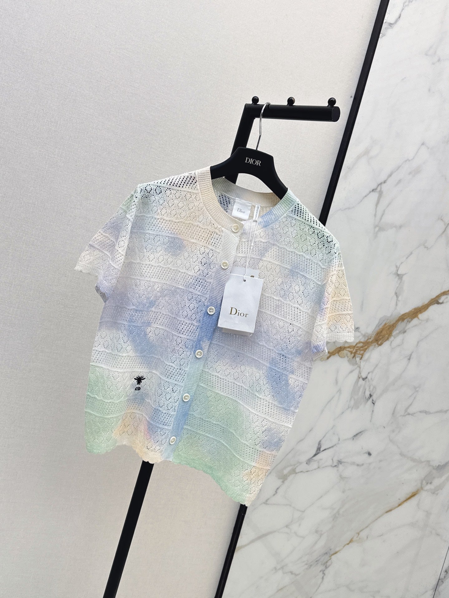dior/26SS NEW Gradient Round Neck Short Sleeve Knit Cardigan