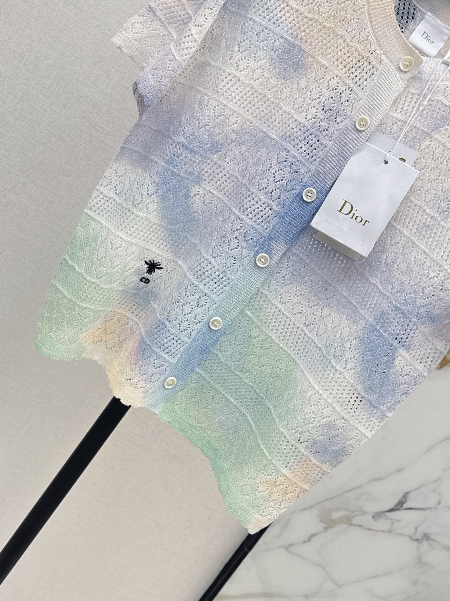 dior/26SS NEW Gradient Round Neck Short Sleeve Knit Cardigan